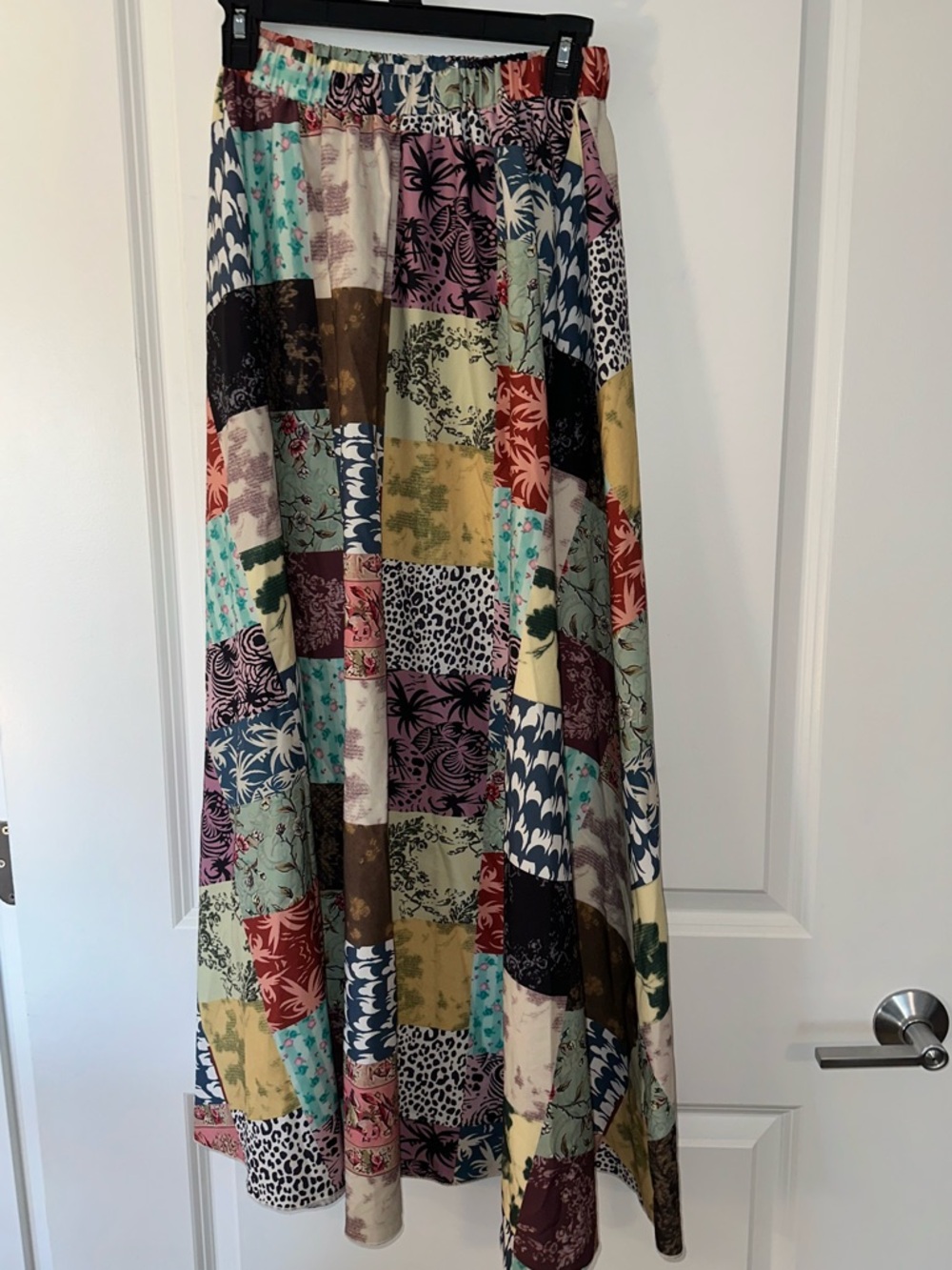 Patchwork Romwe Medium Print Elastic Waist Maxi Skirt - Multicolor